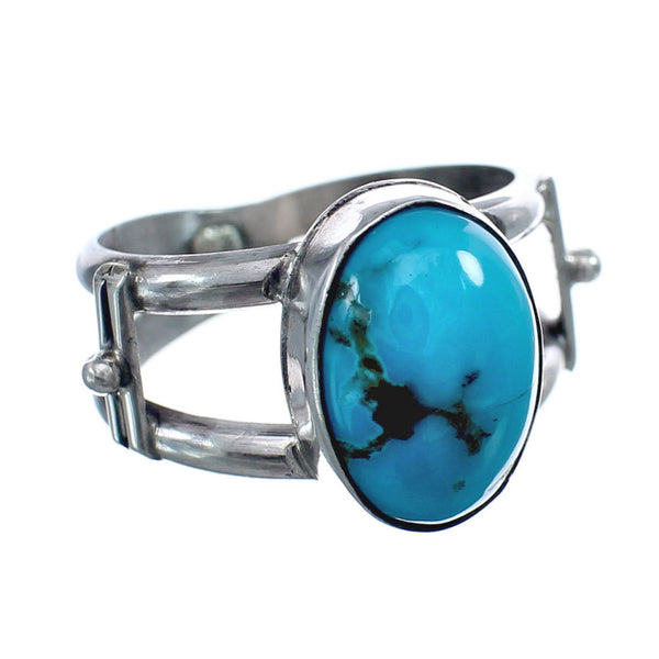 Native American Sterling Silver Turquoise Ring Size 9 AX126489